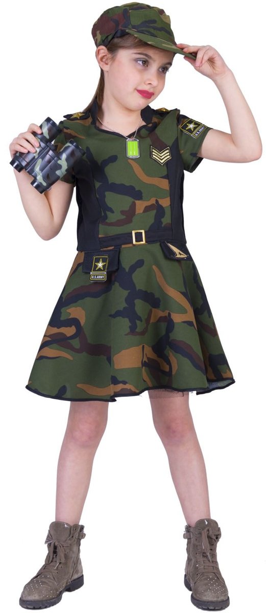 Leger & Oorlog Kostuum | Leger Strateeg Kapitein Karin | Meisje | Maat 152 | Carnaval kostuum | Verkleedkleding
